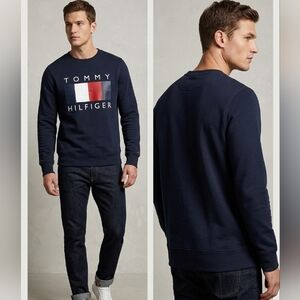 Tommy Hilfiger Men's Navy Logo Crewneck Sweatshirt
